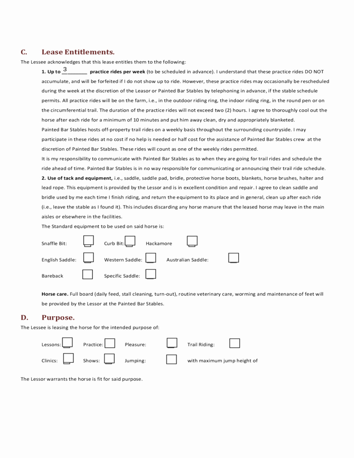 Horse Lease Agreements Template Inspirational Horse Half Lease Agreement Free Download