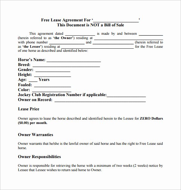 Horse Lease Agreements Template Lovely Sample Horse Lease Agreement 7 Documents In Pdf