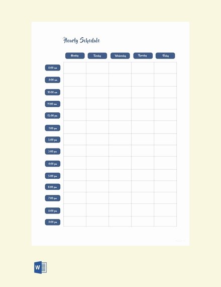 Hourly Schedule Template Word Inspirational 15 Hourly Schedule Examples Templates In Word Pages