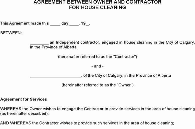 House Cleaning Contract Template New 283 Contract Template Free Download