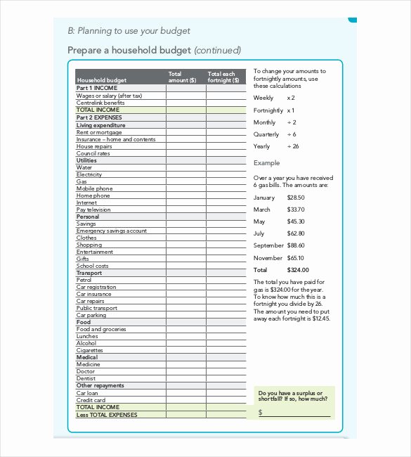 Household Budget Template Printable Fresh 13 Household Bud Templates Free Sample Example