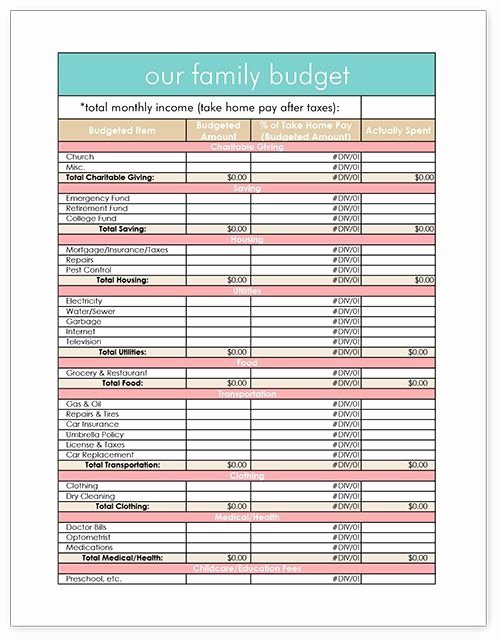 Household Budget Template Printable Unique Printable Family Bud Get organized Pinterest