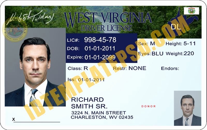 Id Card Templates Photoshop Awesome This is West Virginia Usa State Drivers License Psd