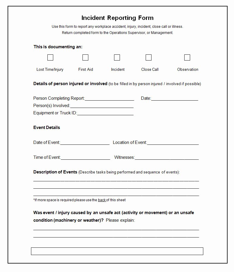 Incident Report Template Microsoft Best Of 50 Incident Report Templates Pdf Docs Apple Pages