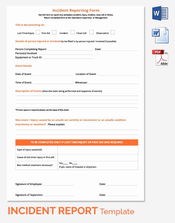 Incident Report Template Microsoft Lovely 24 Sample Incident Reports Pdf Ms Word Pages