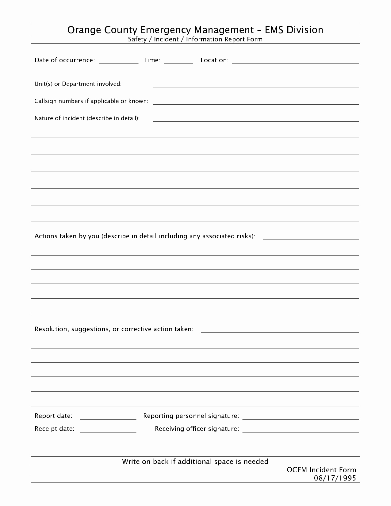 Incident Report Template Word Best Of Best S Of Free Police Incident forms Printable