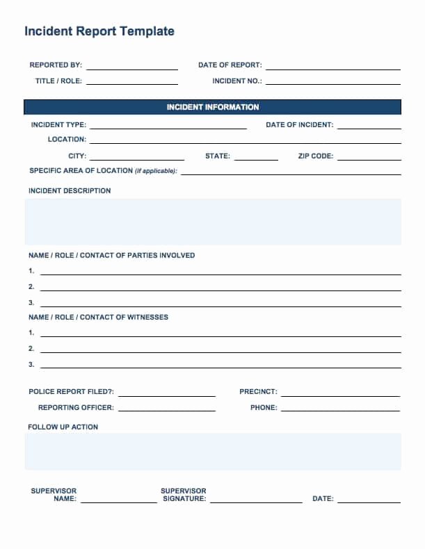 Incident Report Template Word Best Of Incident Report form – Free Download