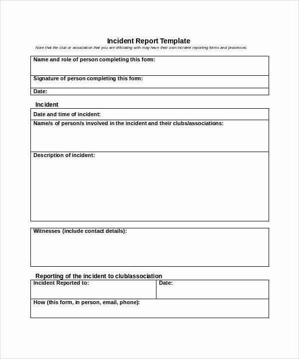 Incident Report Template Word Fresh Sample Incident Report Template 16 Free Download