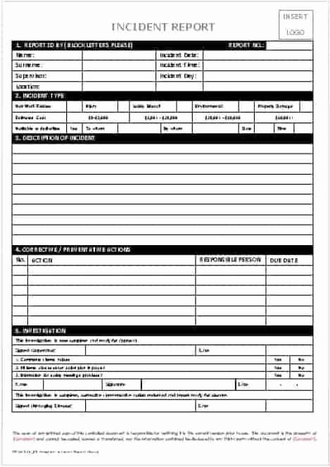 Incident Report Template Word Inspirational 21 Free Incident Report Template Word Excel formats