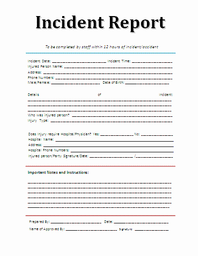 Incident Report Template Word Inspirational Incident Report Template
