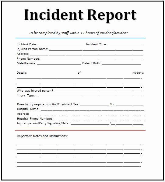Incident Report Template Word Inspirational Incident Report Templates