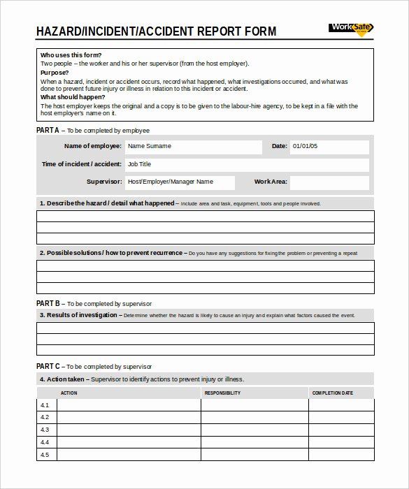 Incident Report Template Word New 50 Incident Report Templates Pdf Docs Apple Pages