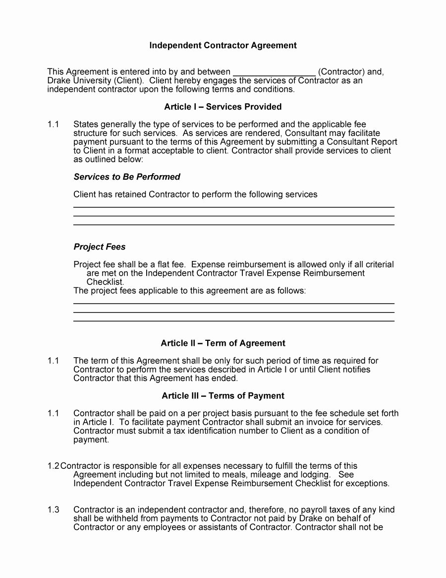 Independent Contractor Agreement Template Free Best Of 50 Free Independent Contractor Agreement forms &amp; Templates