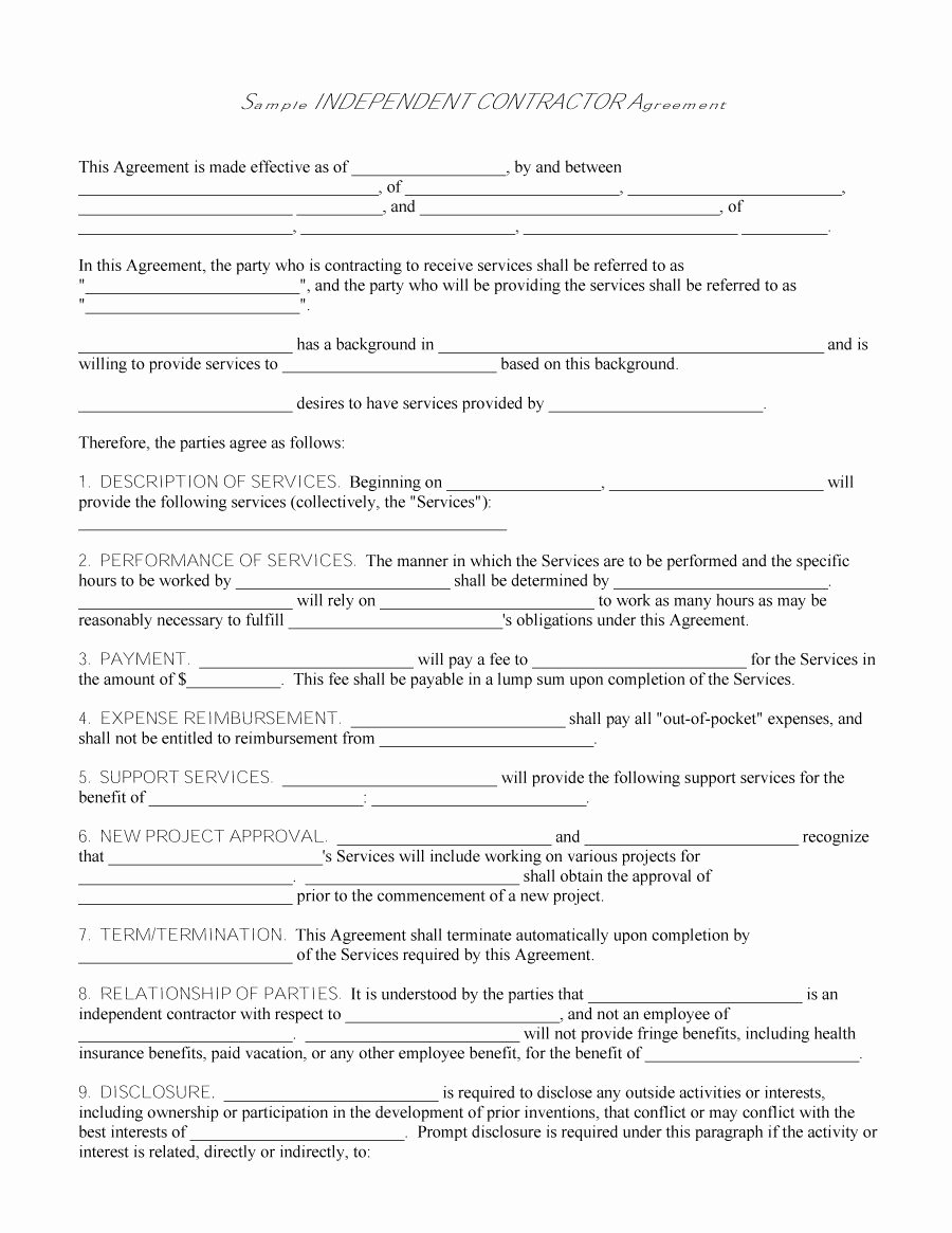 Independent Contractor Agreement Template Free Fresh 50 Free Independent Contractor Agreement forms &amp; Templates