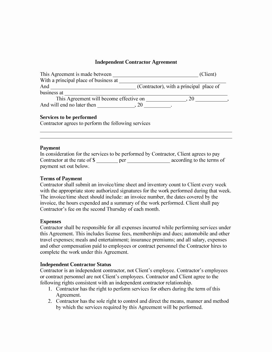 Independent Contractor Agreement Template Free Inspirational 50 Free Independent Contractor Agreement forms &amp; Templates