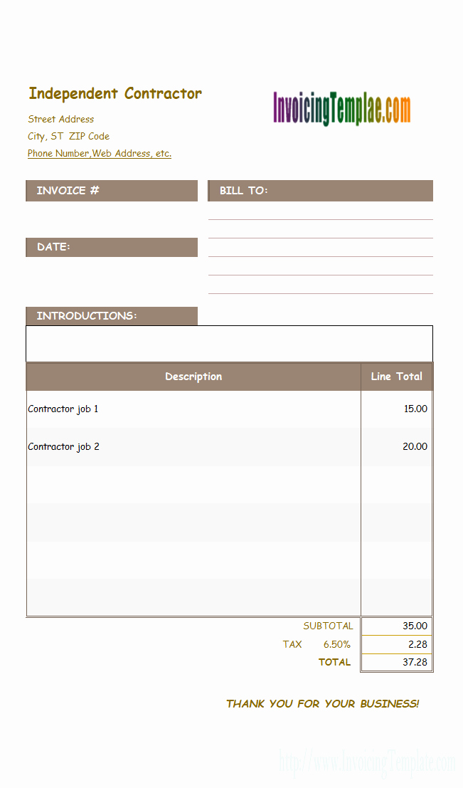 Independent Contractor Invoice Template Excel Awesome Invoice Template for Word
