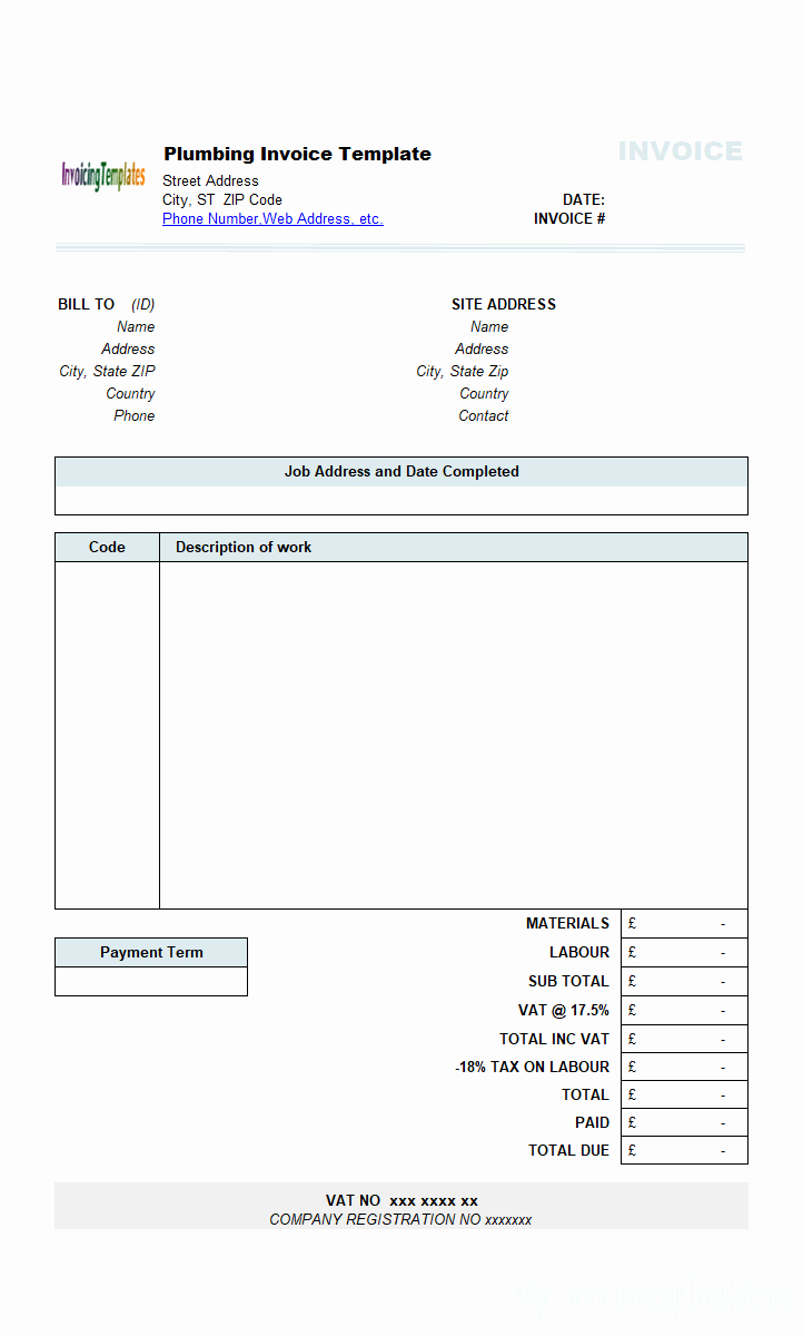 Independent Contractor Invoice Template Excel Elegant Plumbing Contractor Invoice Template