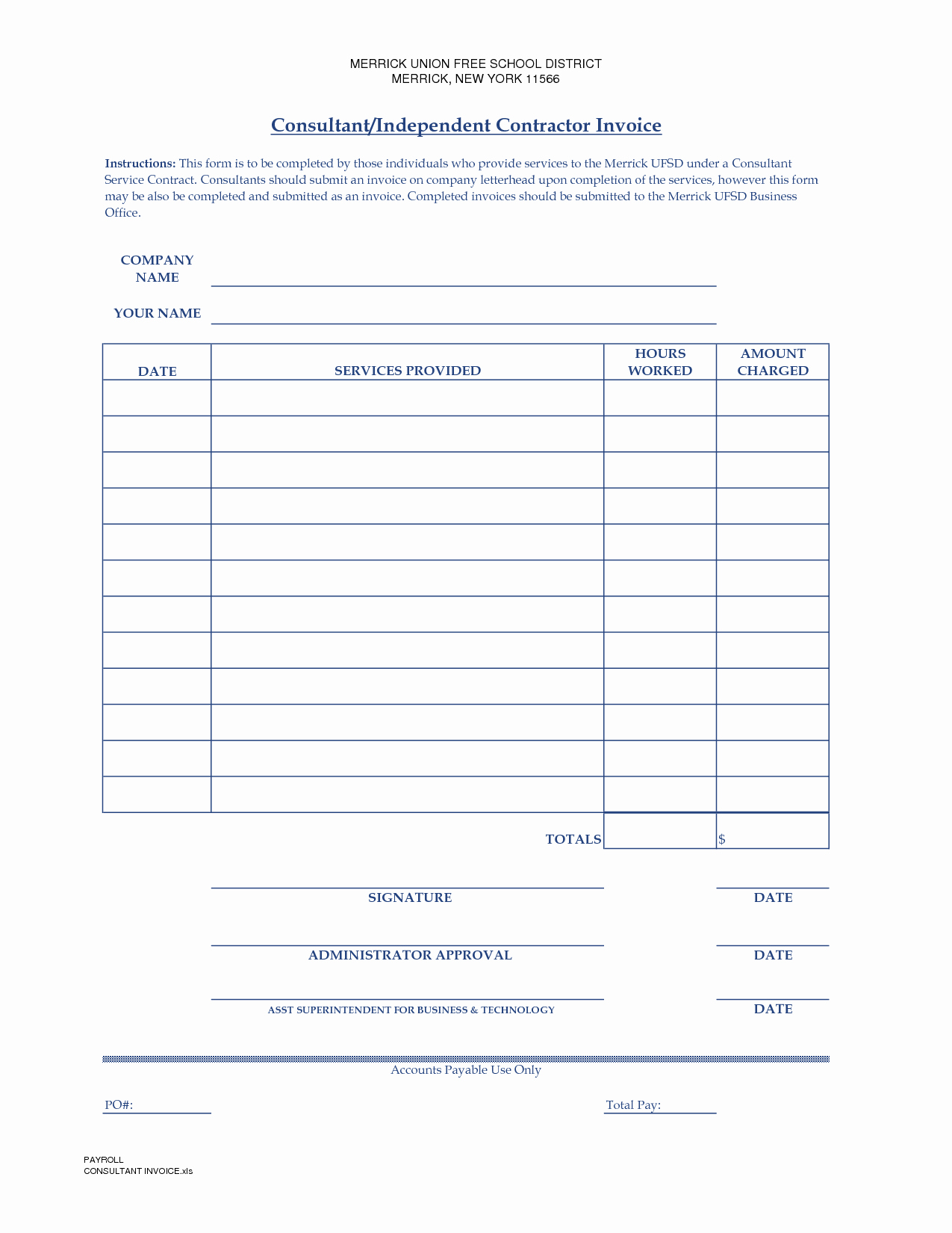 Independent Contractor Invoice Template Excel Lovely Independent Contractor Invoice Template
