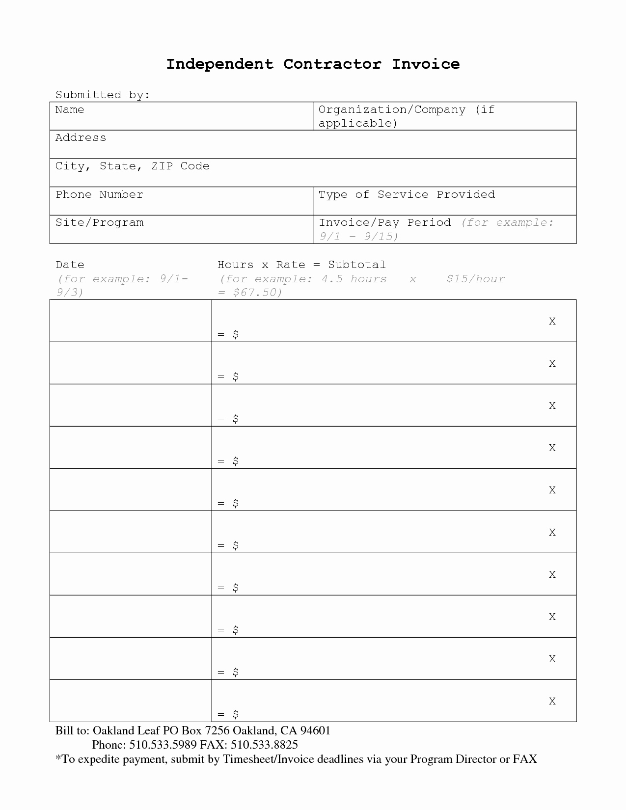 Independent Contractor Invoice Template Free Elegant Independent Contractor Invoice Template