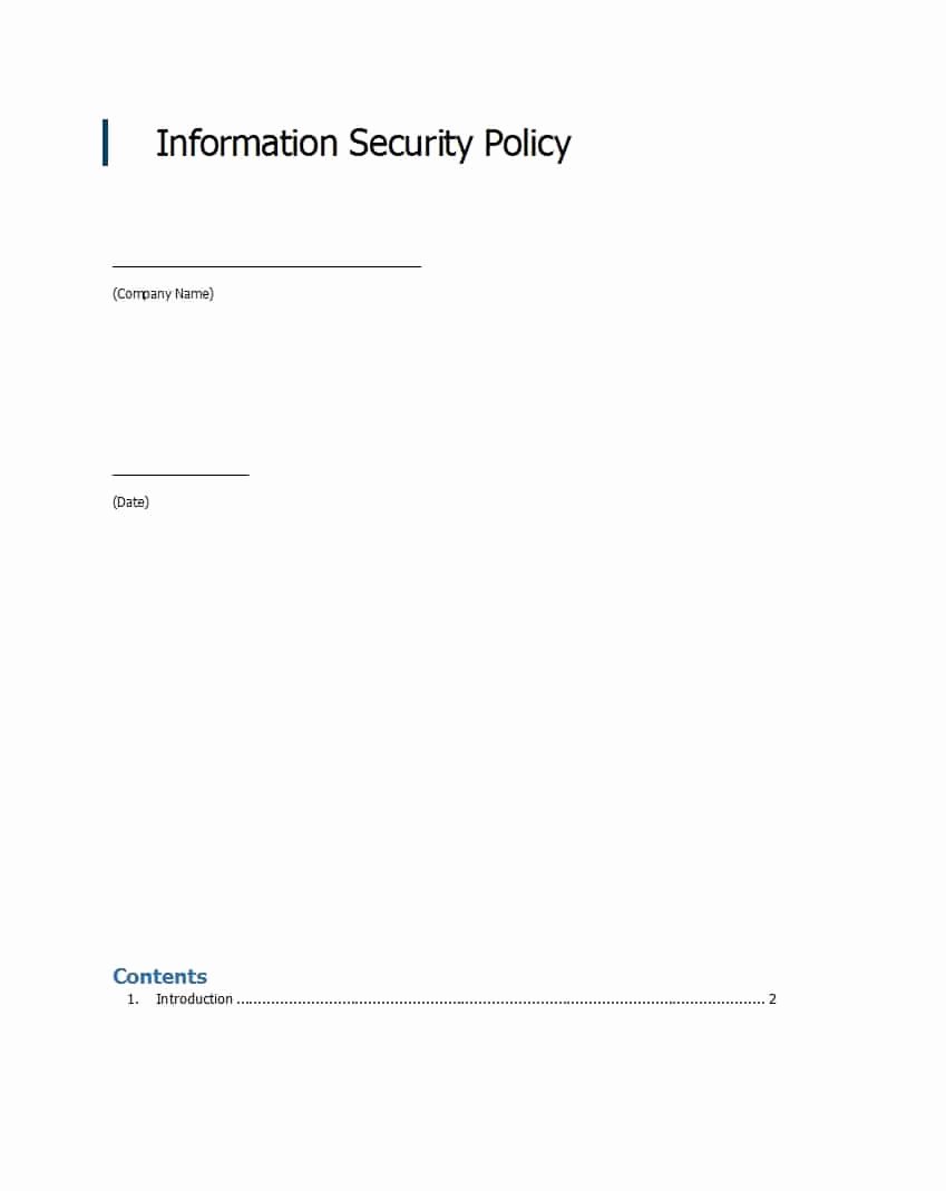 Information Security Policies Templates Awesome 42 Information Security Policy Templates [cyber Security