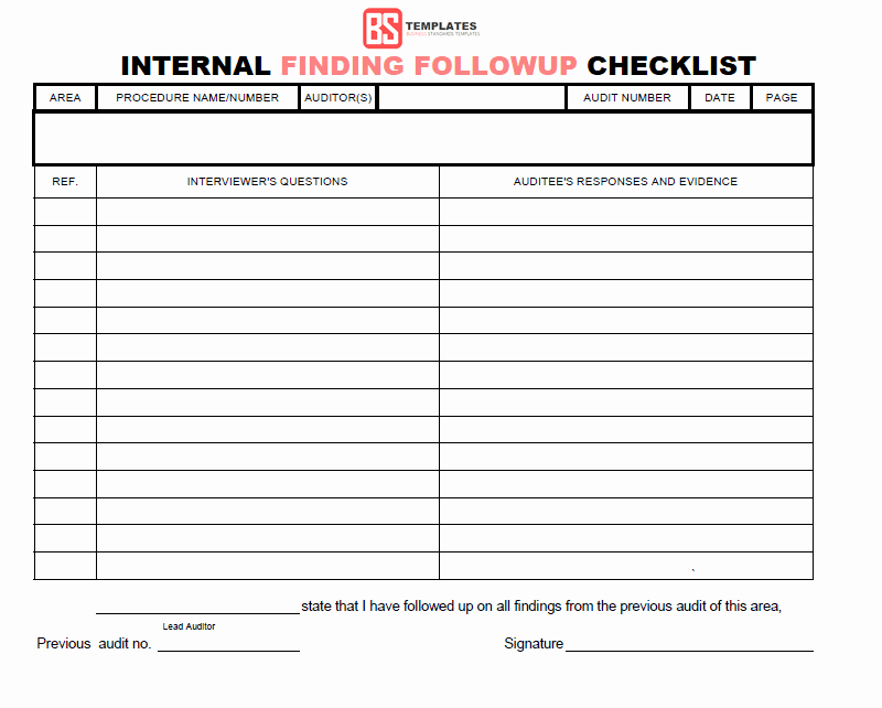 Internal Audit Checklist Template Best Of 15 Internal Audit Checklist Templates Samples Examples