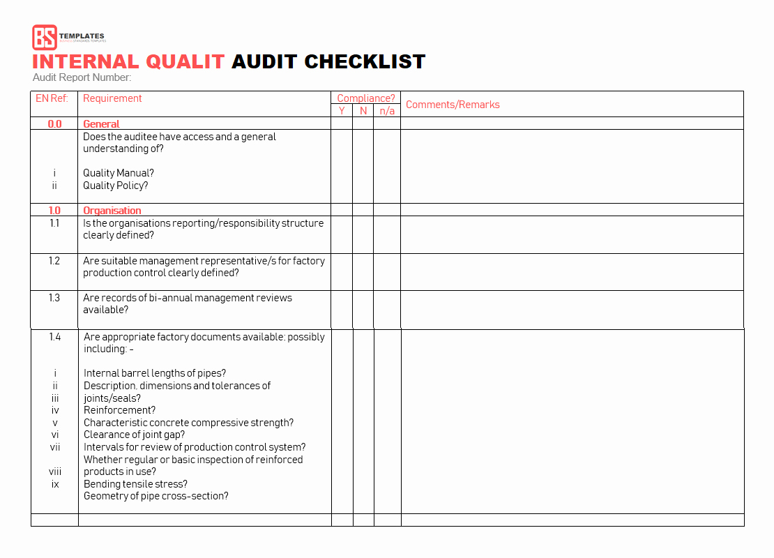 Internal Audit Checklist Template Fresh 15 Internal Audit Checklist Templates Samples Examples