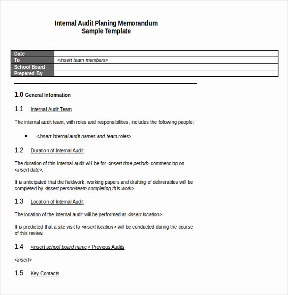 Internal Audit Programme Template Inspirational Audit Memo Template – 12 Word Excel Pdf Documents