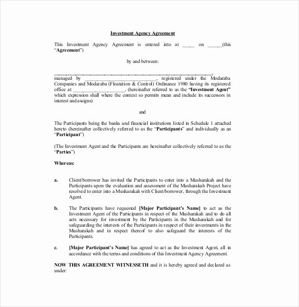 Investment Agreement Template Doc Lovely 19 Investment Agreement Templates – Free Sample Example