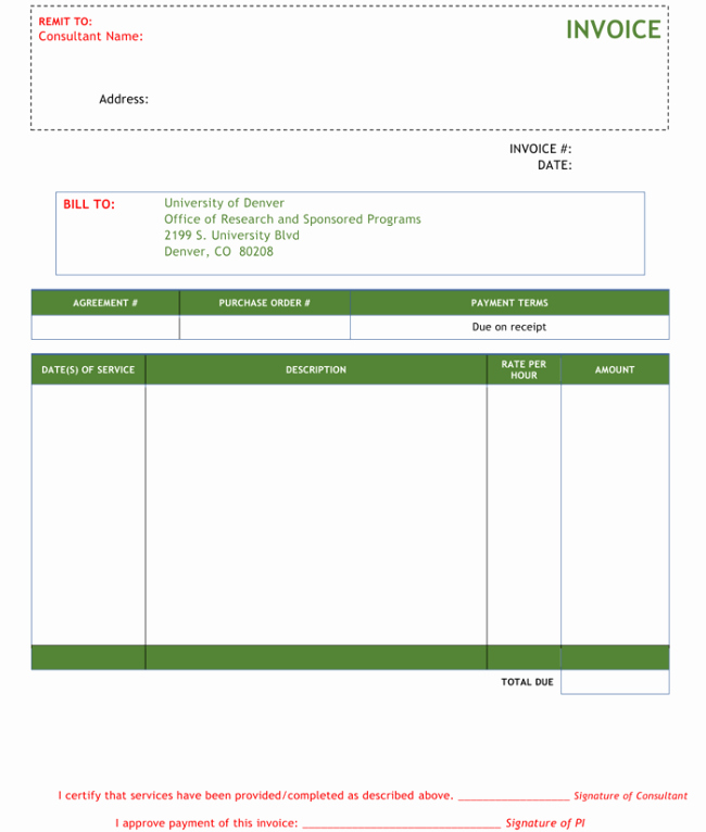 Invoice Template for Consulting Services New Consulting Invoice Template Word