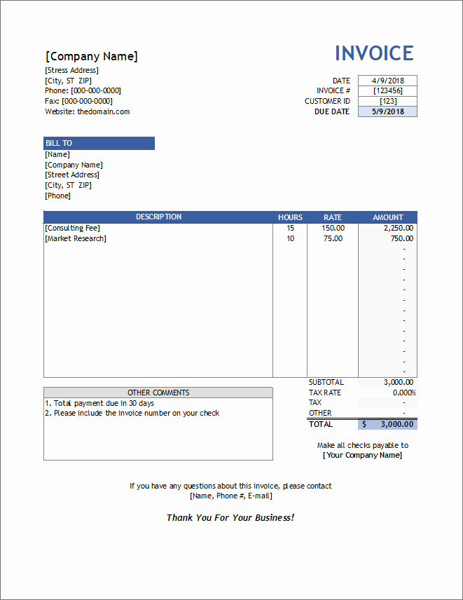 Invoice Template for Consulting Services New Service Invoice Template for Consultants and Service Providers