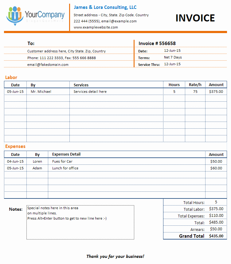 Invoice Template for Consulting Services Unique Invoice Template for Consulting Pany or Individual