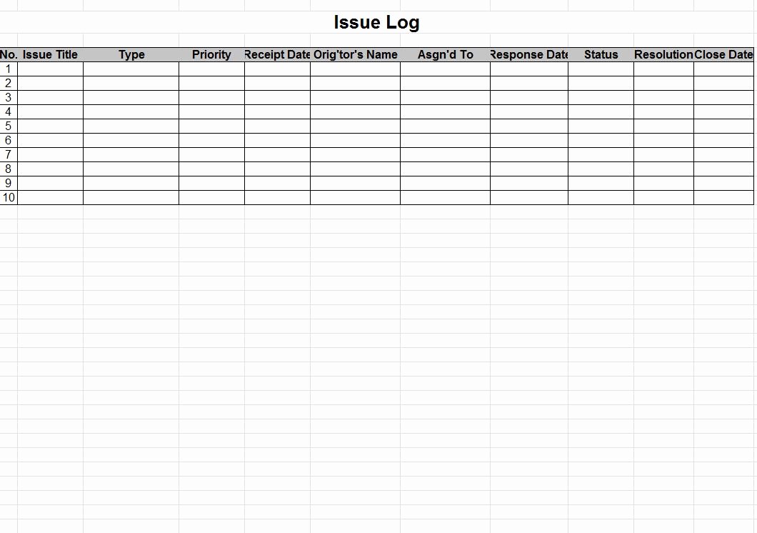 Issue Log Template Excel Lovely issue Log issue Log Template