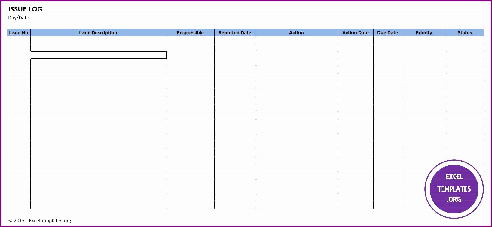 Issue Log Template Excel New issue Log Template Excel Templates