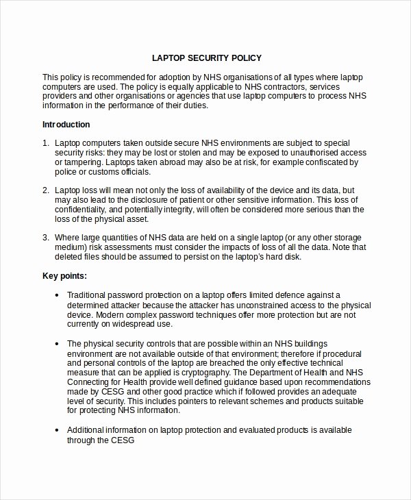 It Security Policy Template Best Of Security Policy Template 7 Free Word Pdf Document