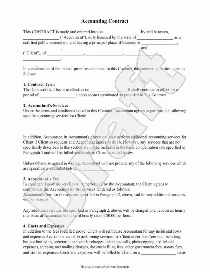 It Support Contract Template Inspirational Printable Accounting Contract Template Accounting Service