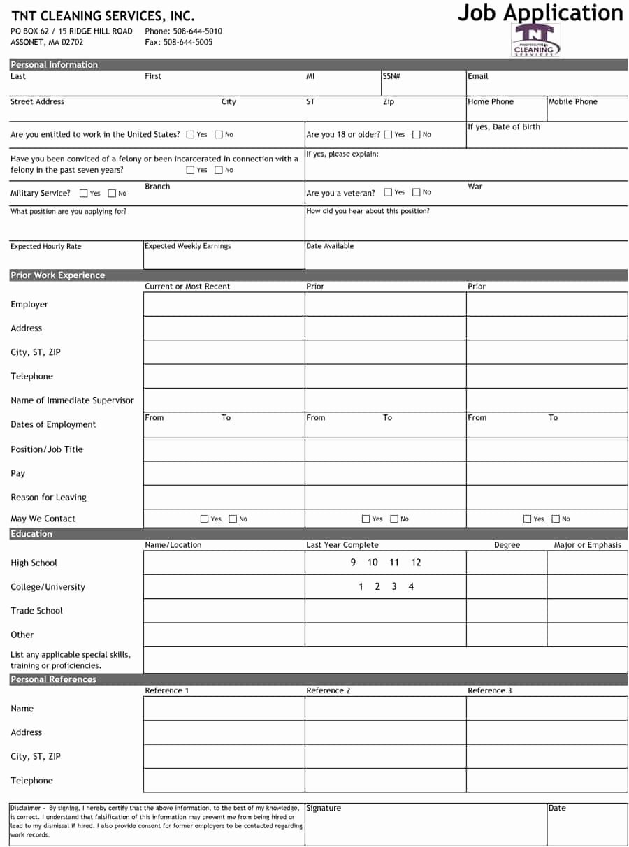 Job Application form Template Word Best Of 8 Free Standard Job Application form Template format