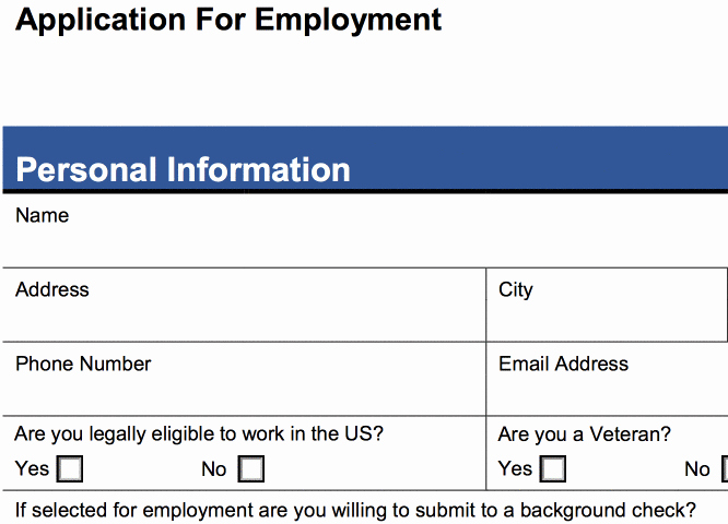 Job Application form Template Word Inspirational 4 Customizable Employee Job Application forms Pdf Word