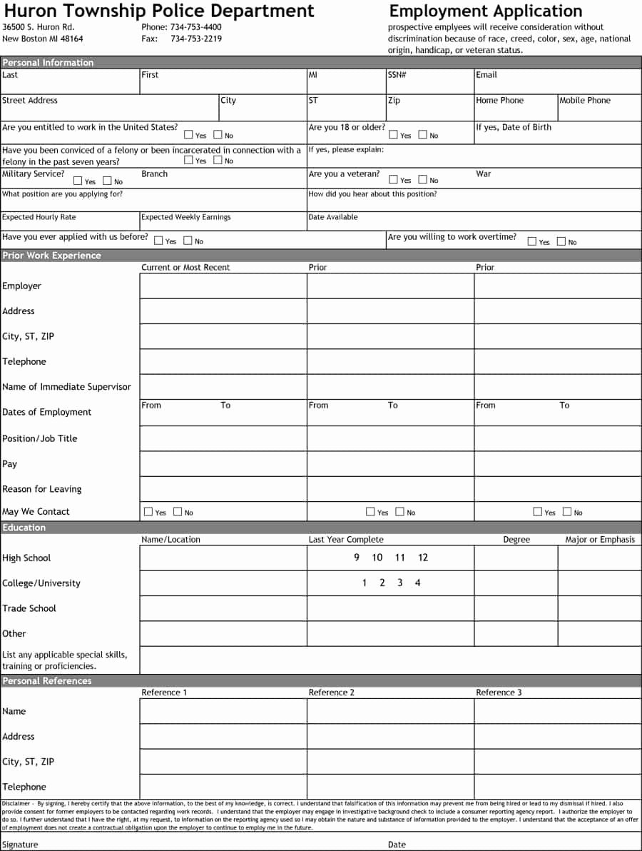 Job Application form Template Word New 8 Free Standard Job Application form Template format