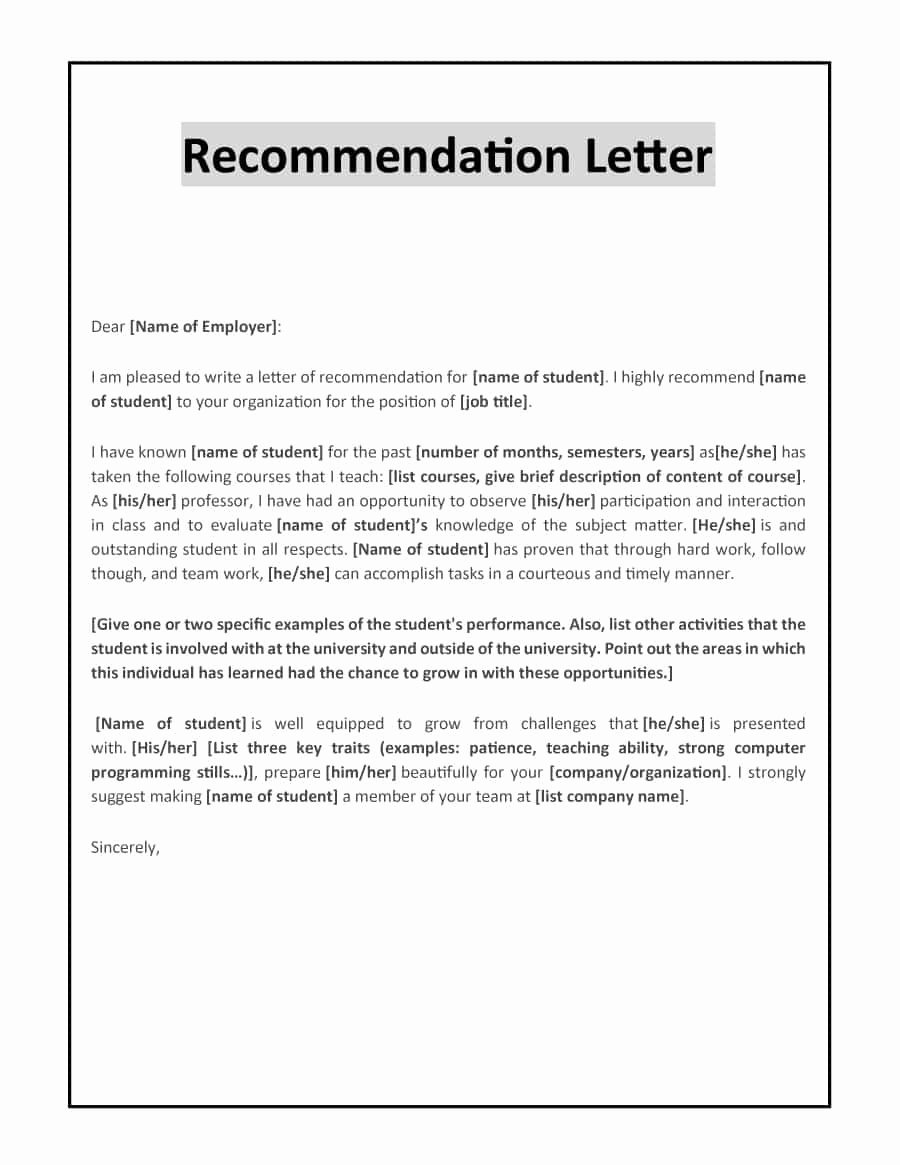 Job Recommendation Letter Sample Template Awesome 43 Free Letter Of Re Mendation Templates &amp; Samples