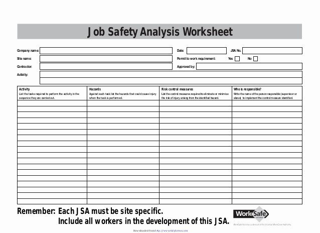 Job Safety Analysis Template Excel Inspirational Job Safety Analysis Template 3