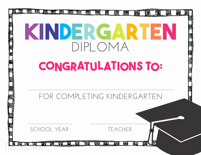 Kindergarten Graduation Program Templates Fresh Free Pre K and Kindergarten Graduation Diplomas Teach Junkie