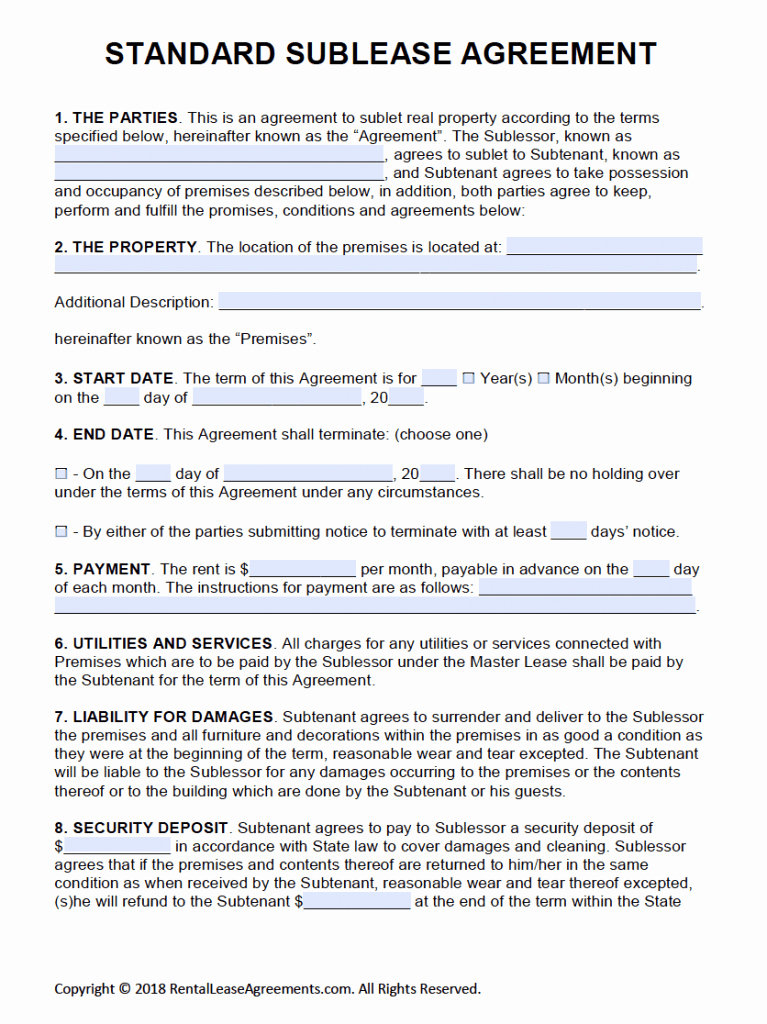 Land Lease Agreement Template Free Unique Free Printable Rental Lease Agreement Templates