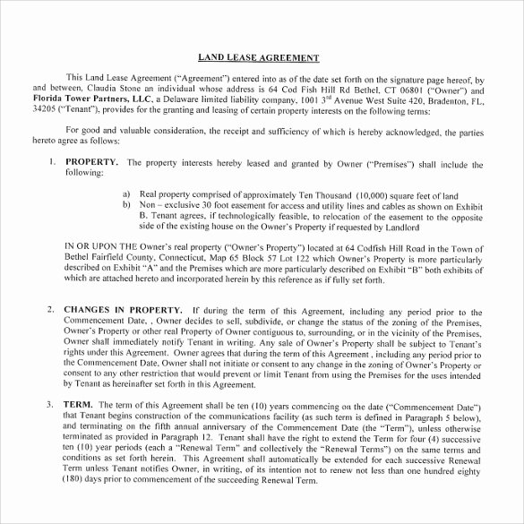Land Lease Agreement Templates Awesome 9 Land Lease Agreement Templates Free Sample Example