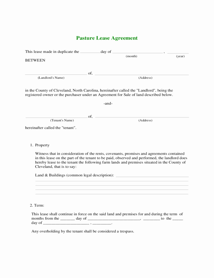 Land Lease Agreement Templates Best Of Farmland Rental and Lease form Free Download