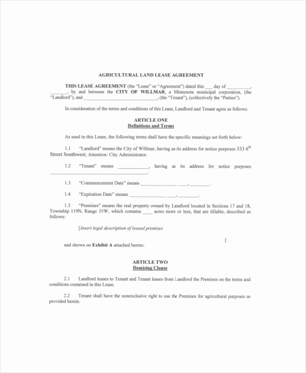 Land Lease Agreement Templates Fresh Land Lease Template 7 Free Word Pdf Documents Download