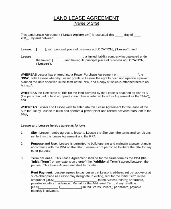 Land Lease Agreement Templates Inspirational Sample Mercial Lease Agreement 11 Documents In Pdf