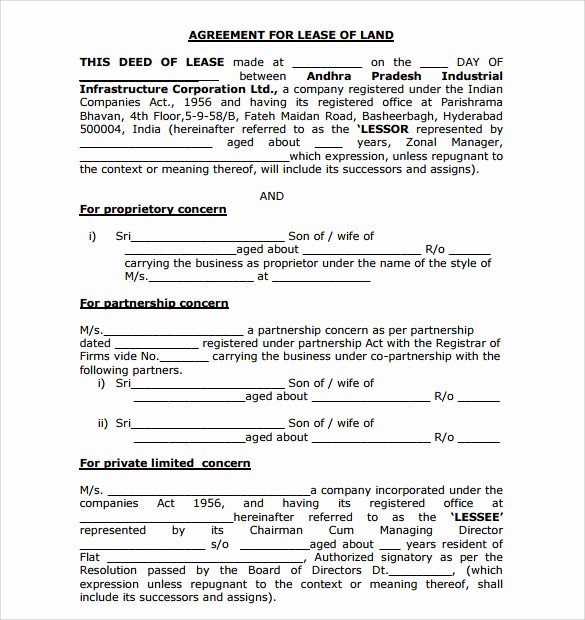 Land Lease Agreement Templates Luxury 9 Land Lease Agreement Templates Free Sample Example