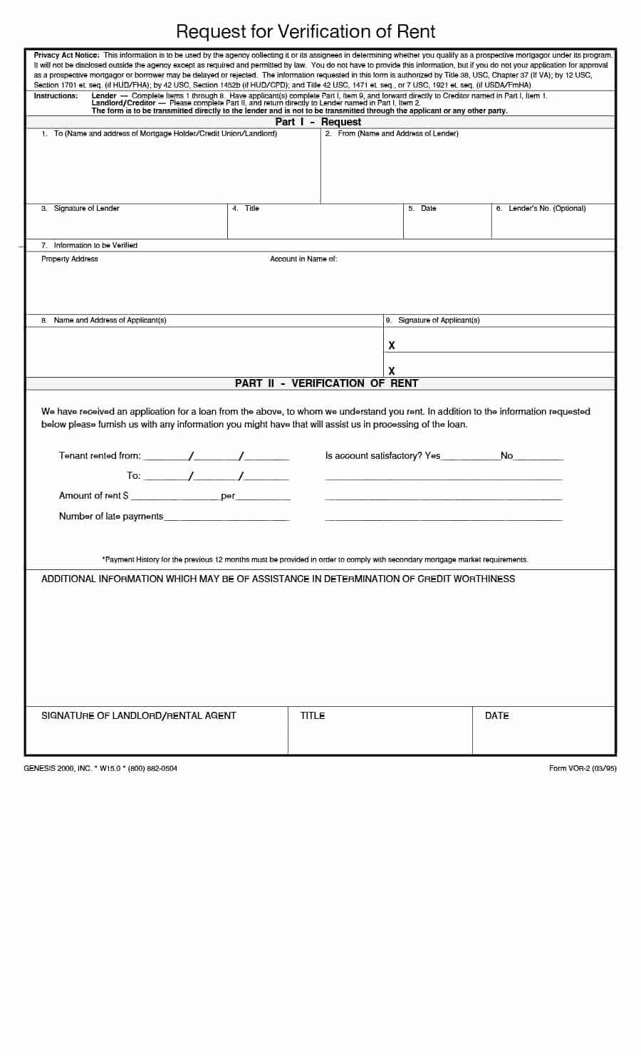 Landlord Verification form Template Lovely 29 Rental Verification forms for Landlord or Tenant