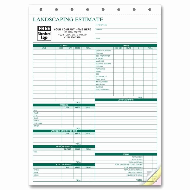 Lawn Care Estimate Template Awesome Landscaping Invoice Work order