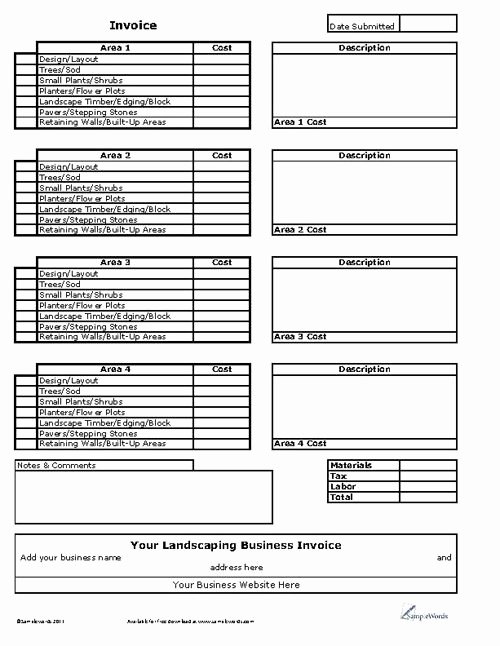 Lawn Care Estimate Template Luxury Landscaping Business Invoice Business forms